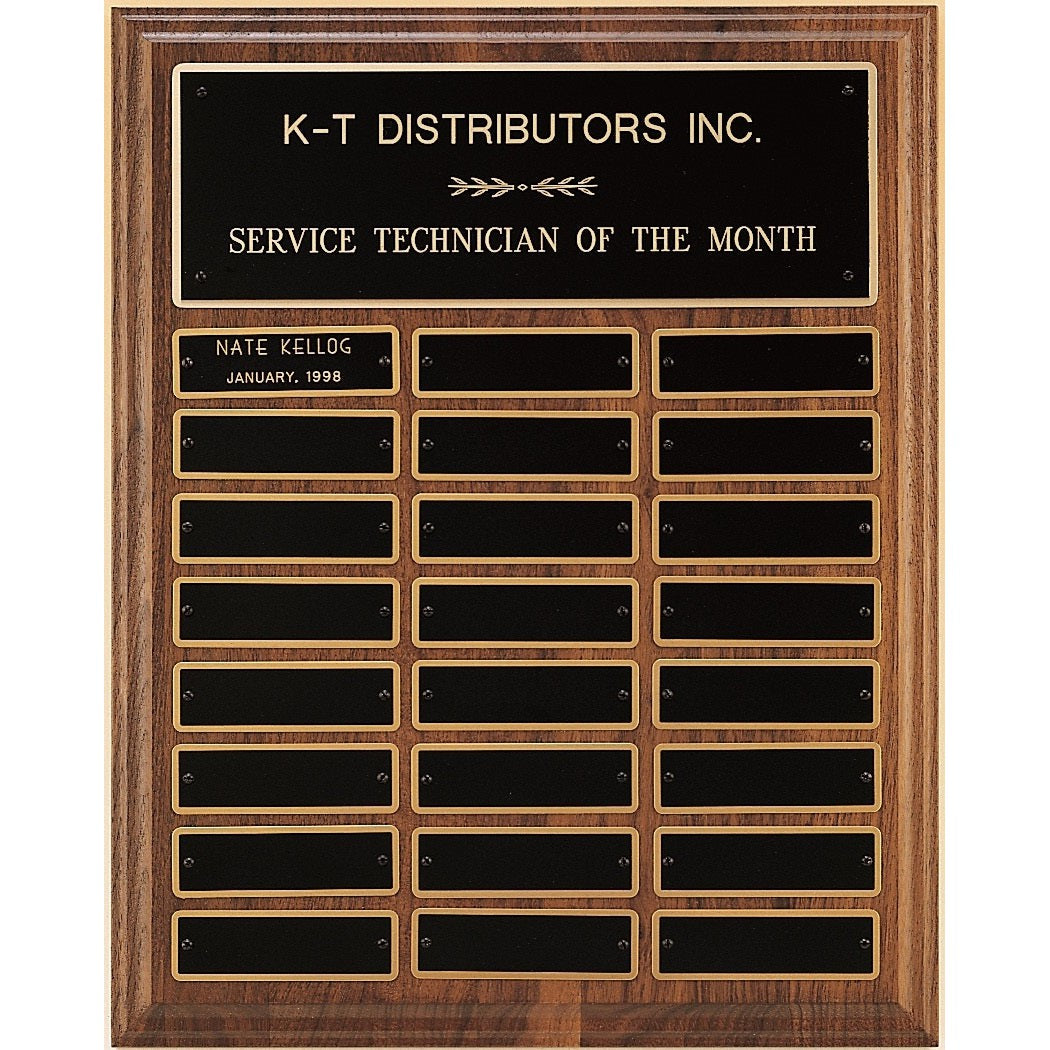 American Walnut Perpetual Plaque with 24 Plates