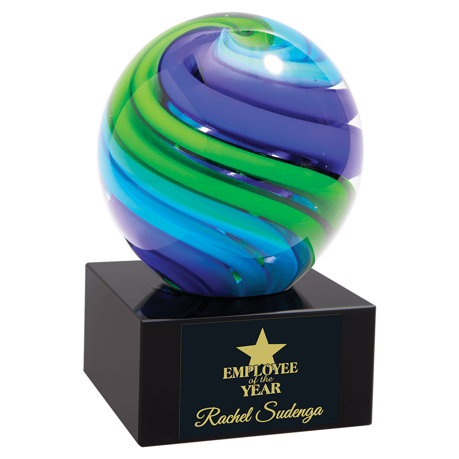 Blue and Green Art Glass Sphere