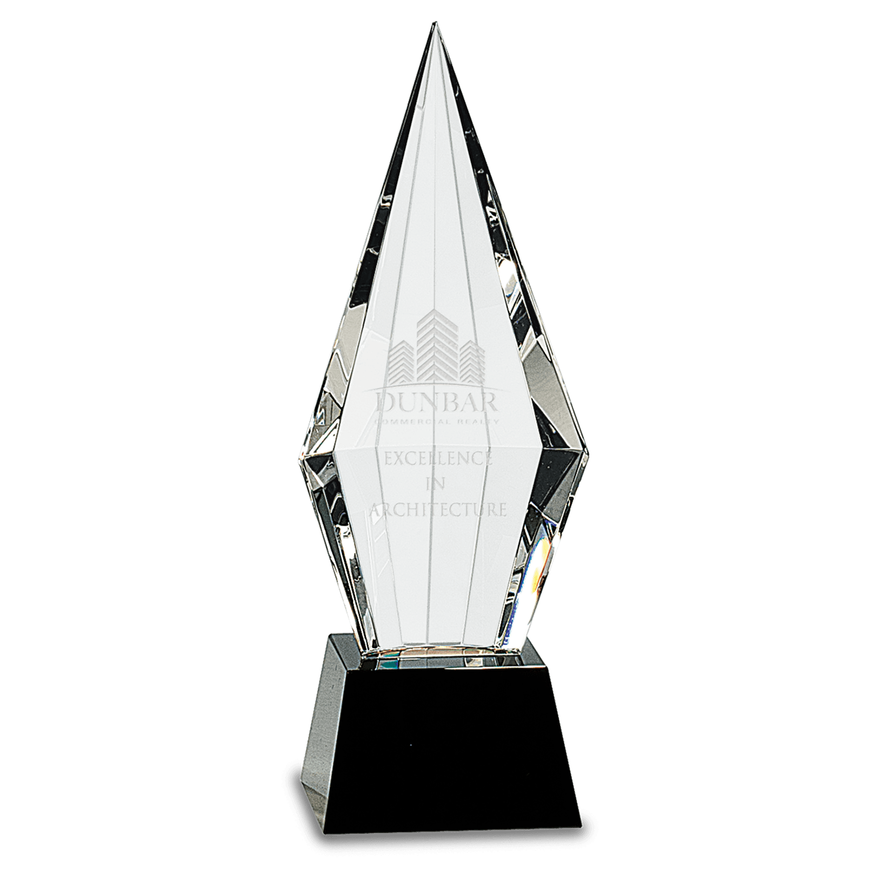 Crystal Diamond Spear on Black Glass Base