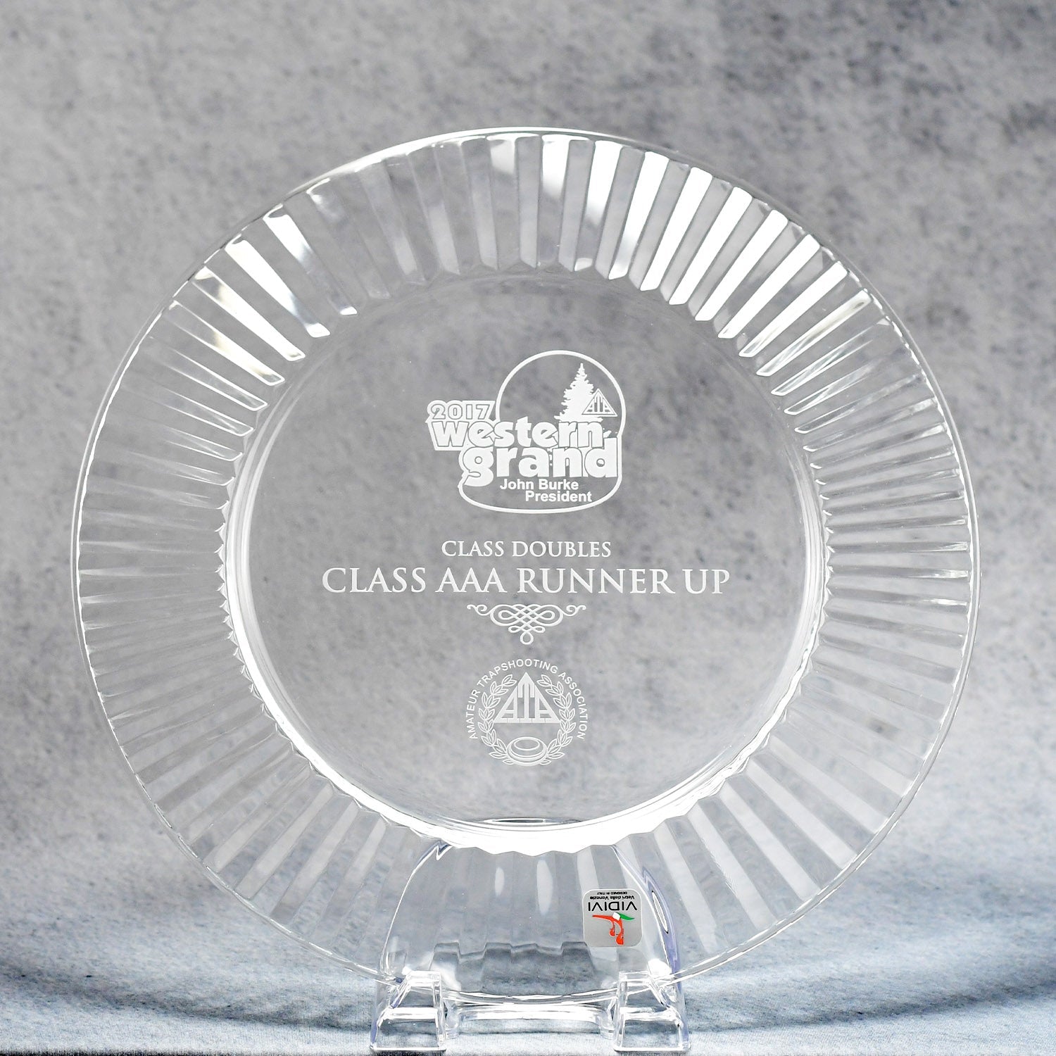 Crystal Commemorative Plate with Fluted Rim