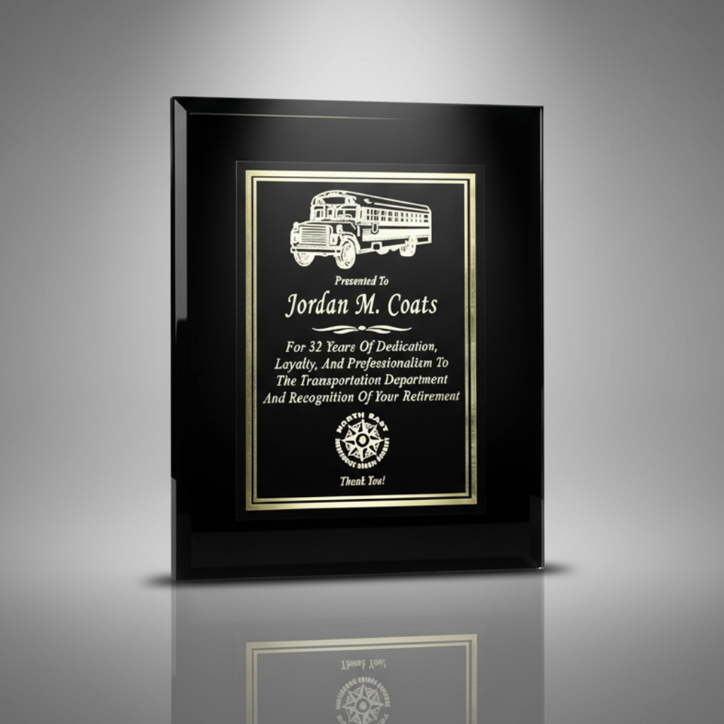Executive Black Mirrored Glass Plaque