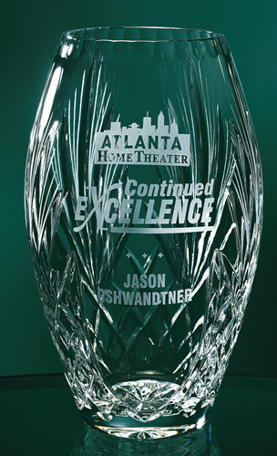 Faceted Lead Crystal Barrel Vase