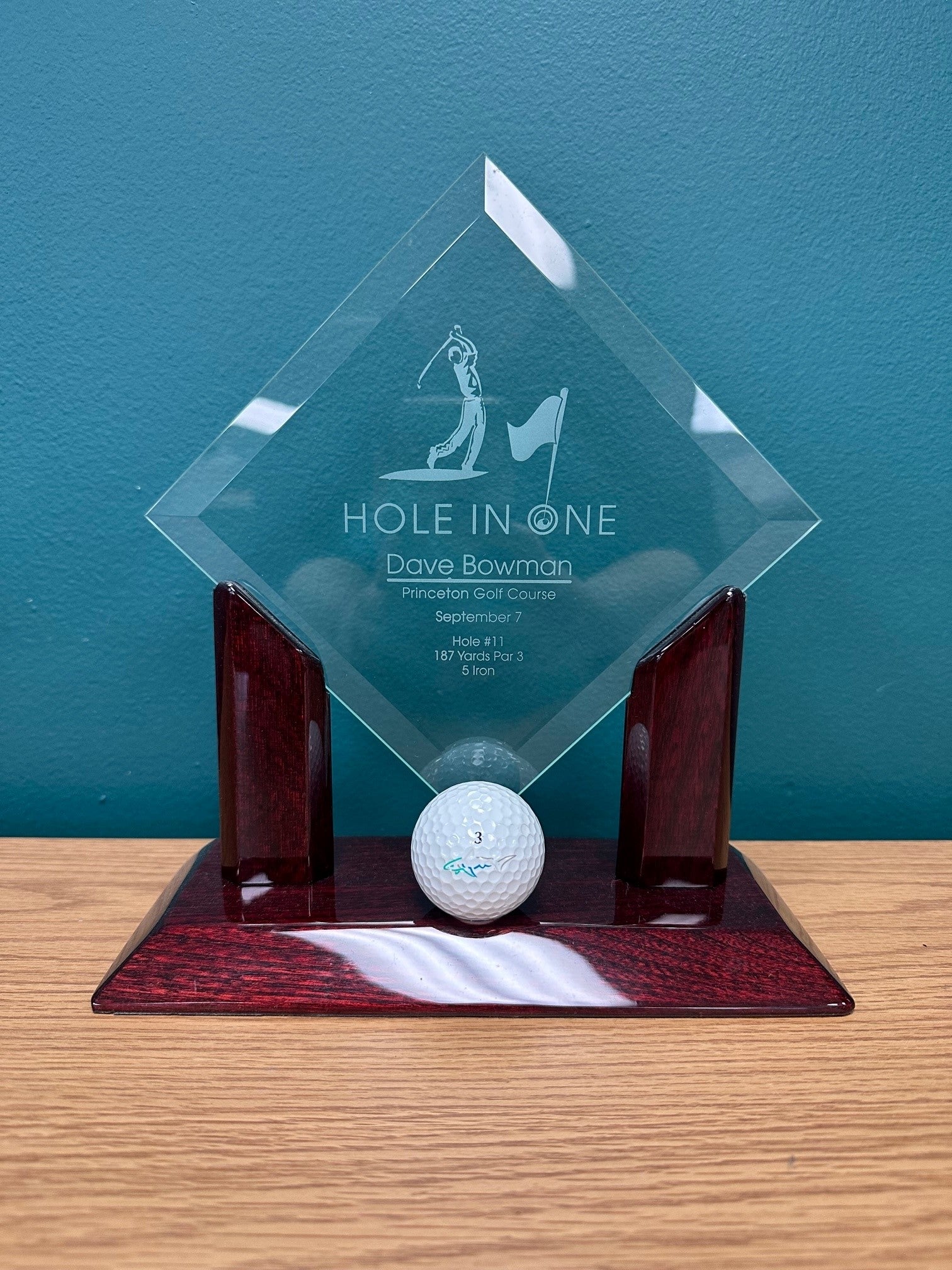 Hole in One Jade Crystal Diamond on Rosewood Piano Finish Base