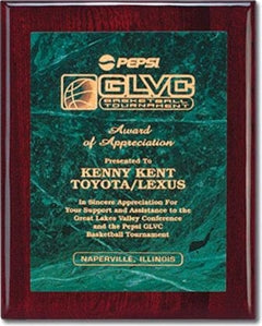 Piano Finish Plaque with Green Marble