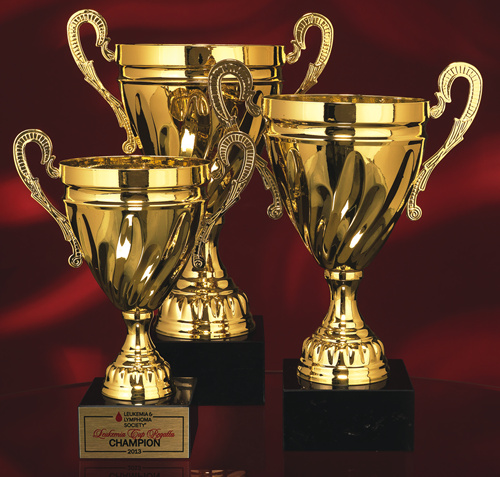 Gold Metal Twist Cup Trophy on Base