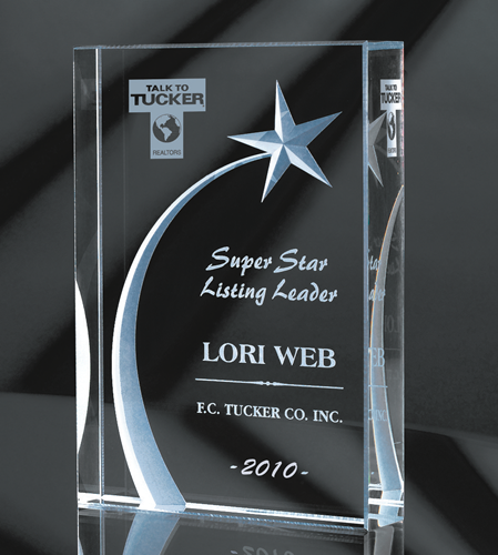 Acrylic Block with Carved Rising Star