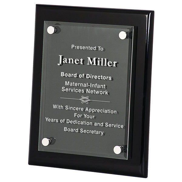 Ebony Piano Finish Plaque with Acrylic Standoffs