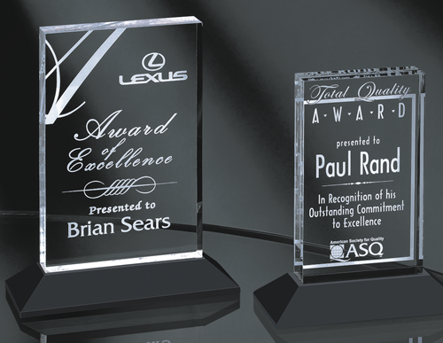 Acrylic Rectangle Block on Ebony Base