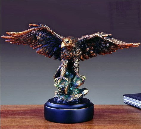 Bronze Finish Eagle on Round Wood Base