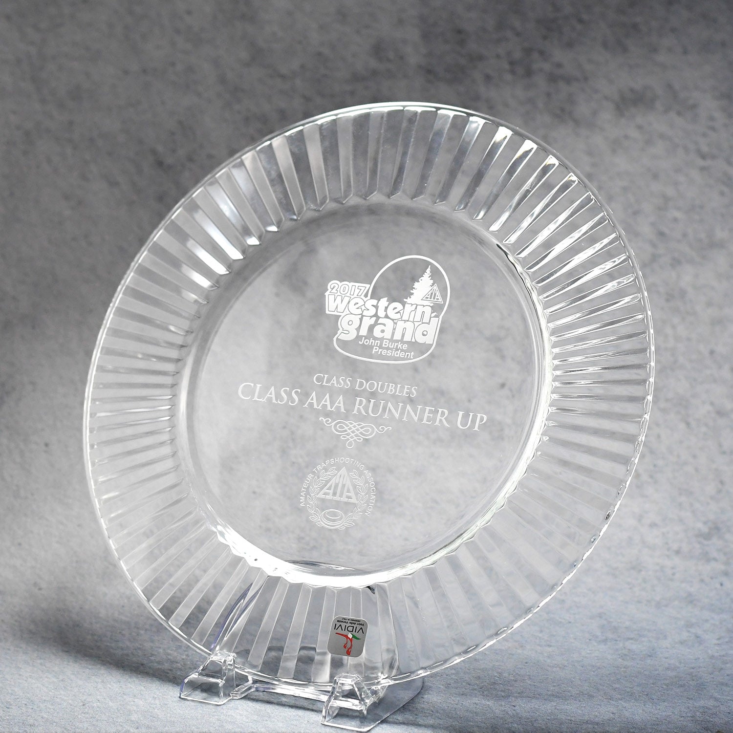 Crystal Commemorative Plate with Fluted Rim