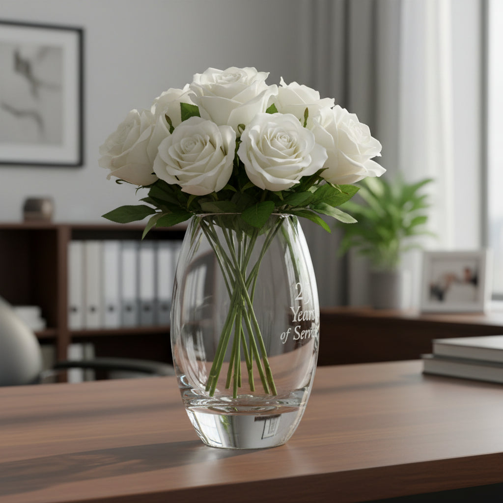 Lead Crystal Barrel Vase