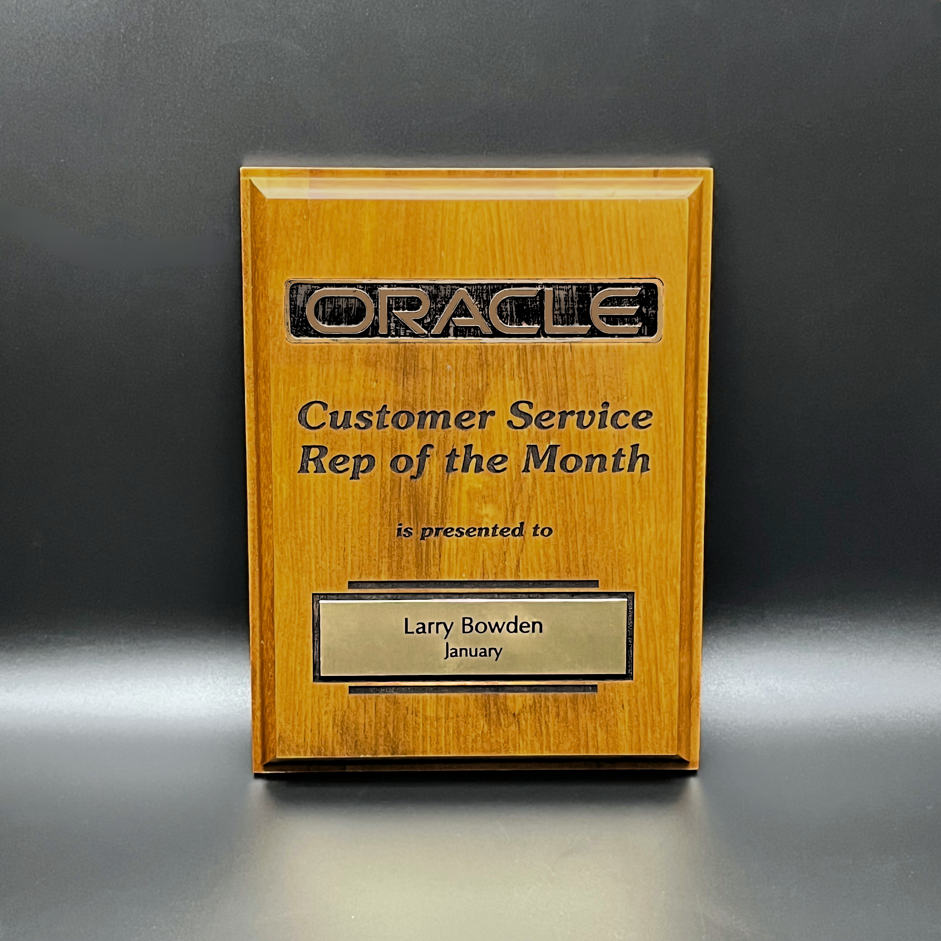 Walnut Plaque with Laser Engraving, Gold Foil, and Sublimated Plate