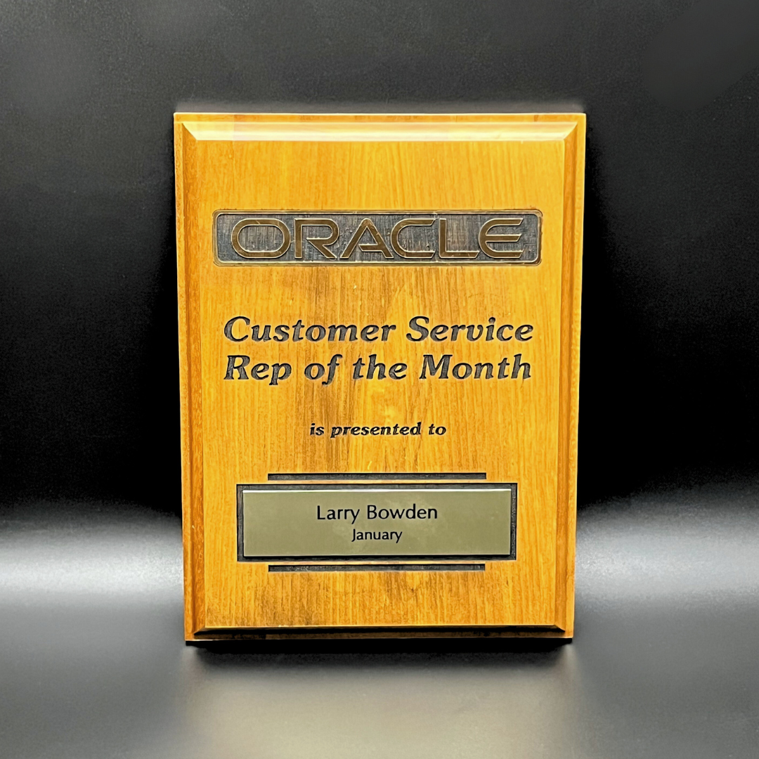 Walnut Plaque with Laser Engraving, Gold Foil, and Sublimated Plate