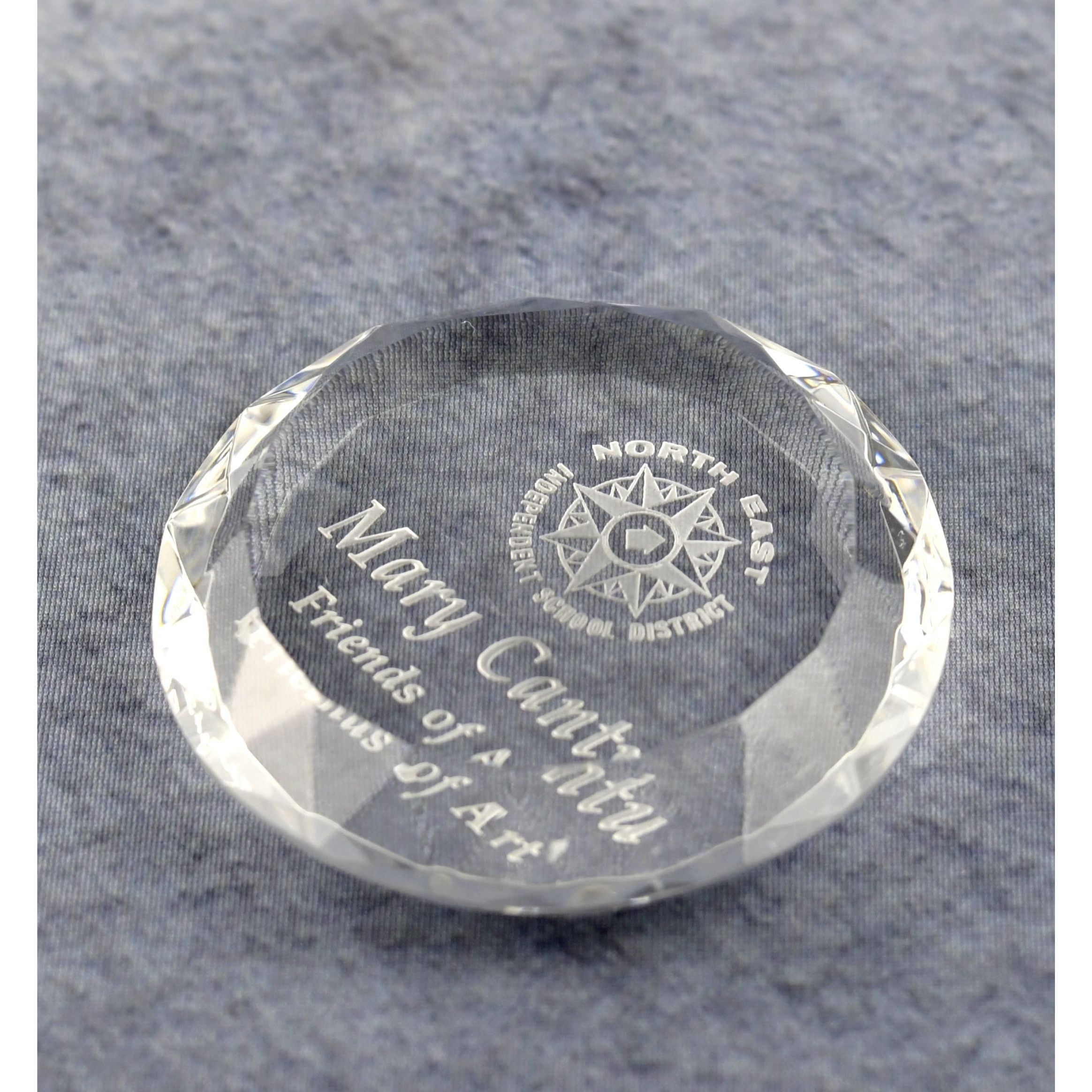 Crystal Round Multi-Faceted Paperweight