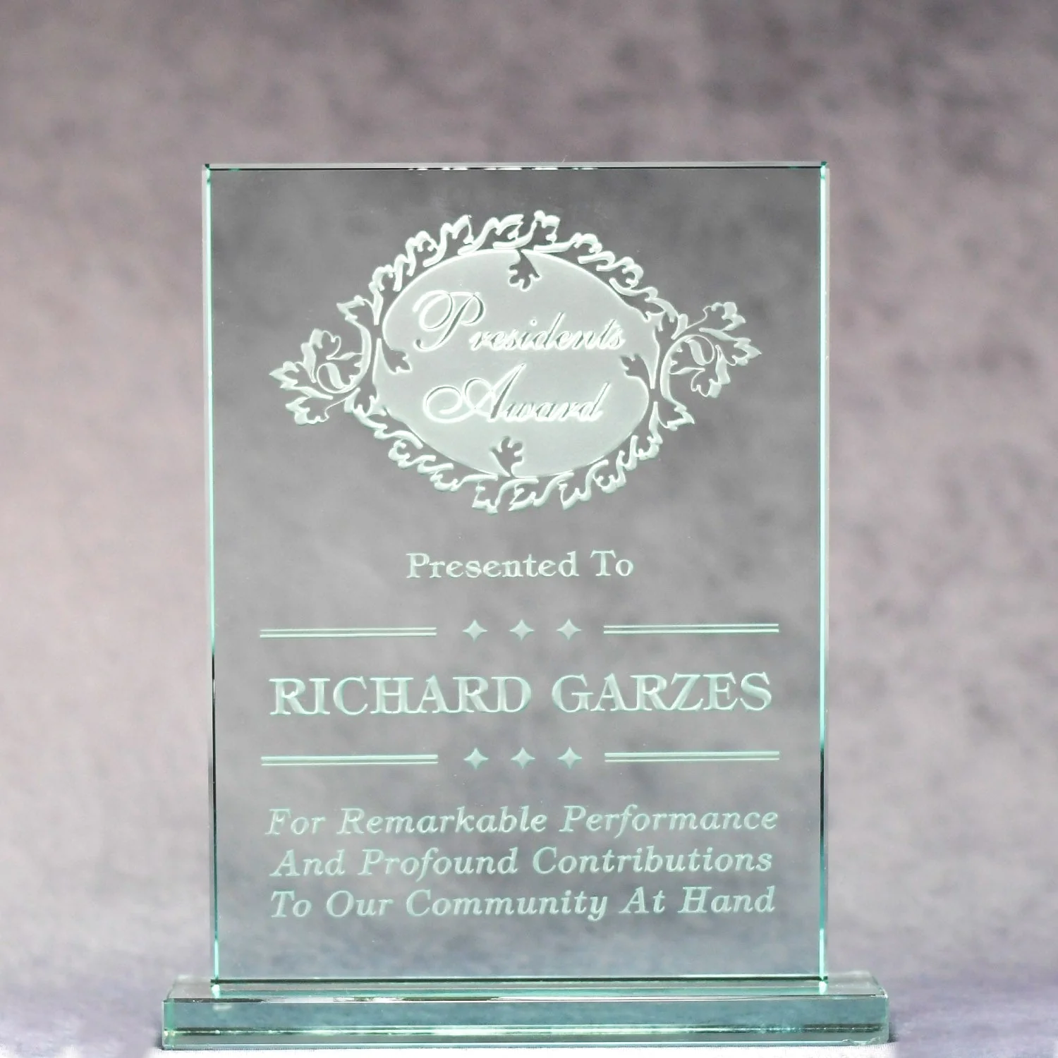 Jade Glass Standing Plaque